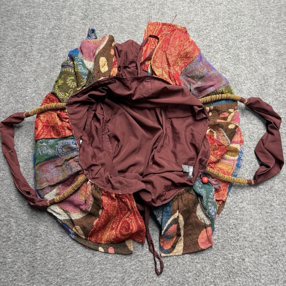 ANU Wool Shoulder Purse Bag Tiered Ruffles HOBO Embroidered Boho EUC Colorful - Picture 2 of 9